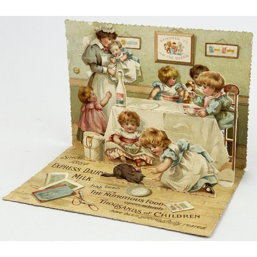 181 - EXPRESS DAIRY COMP LD ADVERTISING CARD. 4.5 x 3.25ins. Multi coloured double sided fold out card. On... 