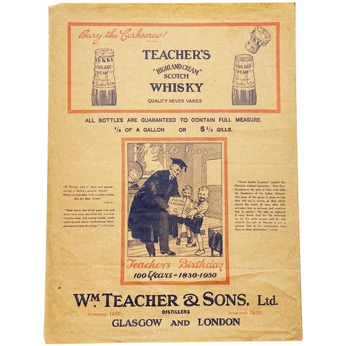 188 - TEACHERS WHISKY WRAPPING PAPER GROUP. 14.75 x 15ins. Tracing paper like material, for maybe wrapping... 