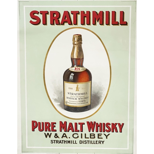 190 - STRATHMILL DISTILLERY POSTER. 18 x 13ins. Printers uncut sheet. Great image of bottle to centre. Som... 