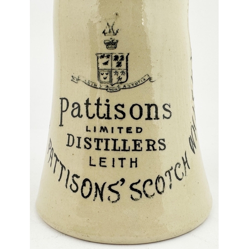 110 - PATTISONS LEITH WHISKY WATER JUG. 7ins tall. T. t., rear WATER handle, black transfer. PATTISONS/ LI... 