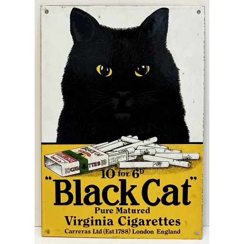 119 - BLACK CAT ENAMEL SIGN. . 8.75 x 12.75ins. Features large black cat, open pack of cigarettes below. A... 