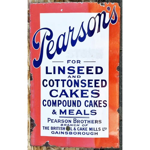 121 - GAINSBOROUGH PEARSON BROTHERS ENAMEL SIGN. 30 x 48ins. Large size red, white & blue. Some flakes plu... 