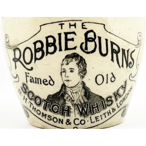 200 - ROBBIE BURNS WHISKY WATER JUG. 5.5ins tall. T. t., rear handle, black transfer. THE ROBBIE BURNS/ FA... 