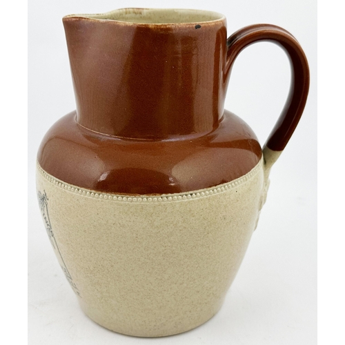 202 - WHITBREAD BREWERY CAMBERWELL DATED WATER JUG. 8ins tal, t. t., rear handle, stoneware. Black transfe... 