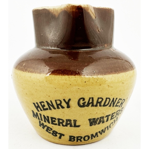 208 - WEST BROMWICH MINERAL WATERS JUG. 3.25ins tall. T. t., rear handle, black transfer. HENRY GARDNER/ M... 