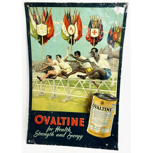 221 - WEMBLEY WATNEY MANN & OVALTINE HURDLING DUO. Largest 20.5 x 17ins. Watney Mann World Cup Ale card ad... 