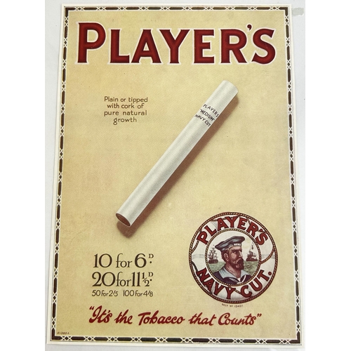 238 - PLAYERS NAVY CUT DOUBLE SIDED PAPER ADVERT. 9 x 13ins. Cigarette & prices to one side, several lines... 