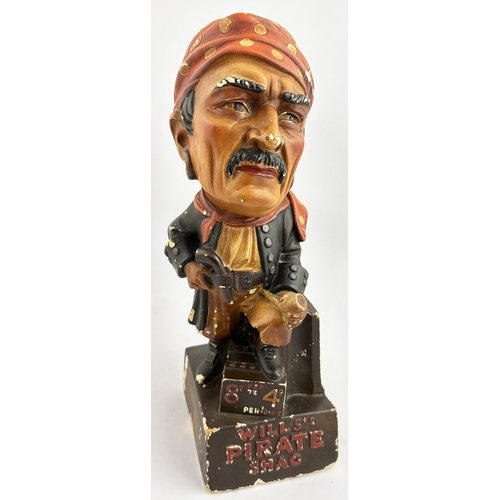 237 - WILLS PIRATE SHAG ADVERTISING BACK BAR FIGURE. 14.5ins. Multi coloured painted pirate plaster figure... 