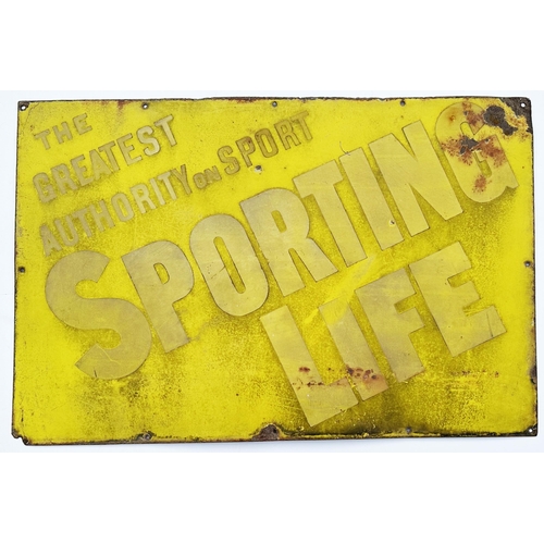 261 - SPORTING LIFE ENAMEL SIGN. 20 x 30.5ins. Dullness, worn & edge rusting.