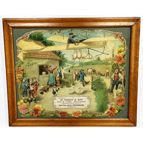 265 - STRATFORD ON AVON FRAMED SHOWCARD. 19.5 x 16.5ins. Multicoloured farmyard scene for W. NOAKES & SON/... 