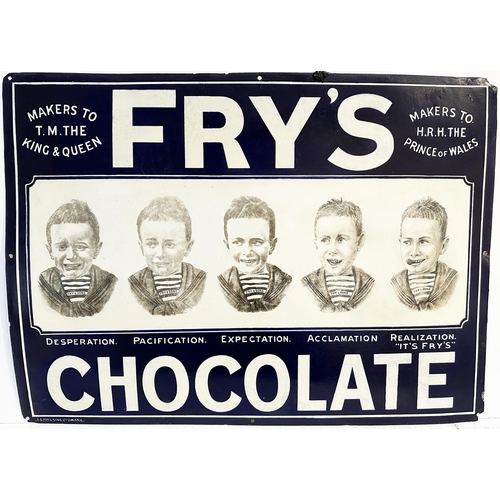 271 - FRYS FIVE BOYS CHOCOLATE ENAMEL SIGN. 22 x 30ins. All time classic UK pictorial of the famous five. ... 