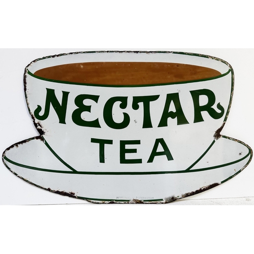 273 - NECTAR TEA ENAMEL SIGN. 21 x 12.6ins, cut out cup and saucer. Patent Enamel Co etc to bottom. Virtua... 