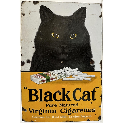 274 - BLACK CAT ENAMEL SIGN. 2 x 3ft. All time classic large black cat pictorial, great detail of cat & ci... 