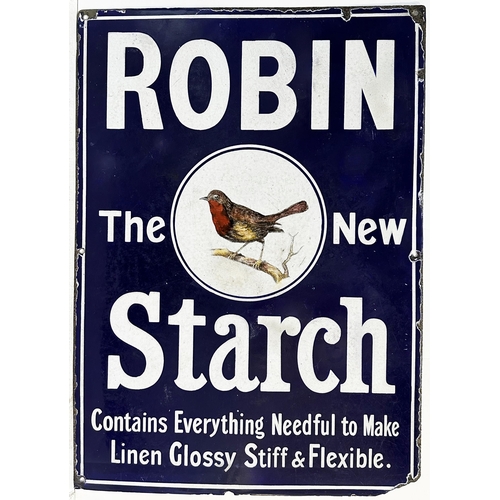 277 - ROBIN STARCH ENAMEL SIGN. 20 x 28ins. Striking pictorial with large multi coloured Robin in centre c... 