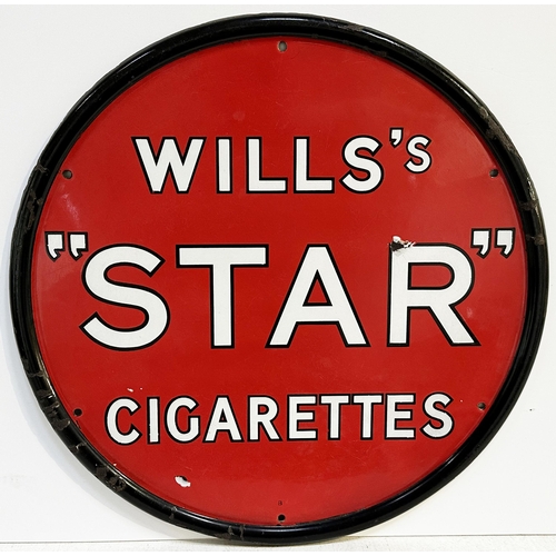 278 - WILLS STAR CIGARETTES ENAMEL SIGN. 18ins diam. Striking curcular enamel with raised outer black rim.... 