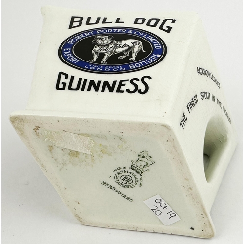 288 - BULLDOG GUINNESS DOULTON MADE WATER JUG. 4.25ins tall. Diamond shaped water jug, integrated handle &... 