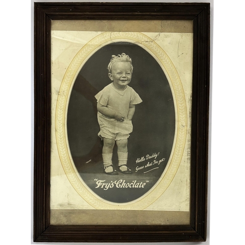 307 - FRYS CHOCOLATE FRAMED SHOWCARD. 22.5 x 16.25ins frame. Shown here minus frame. Overall tear marks et... 