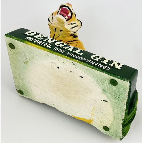 313 - BENGAL GIN ADVERTISING TIGER STATUETTE. 9 x 6ins base plinth. Impressive cast & painted (redone) pla... 