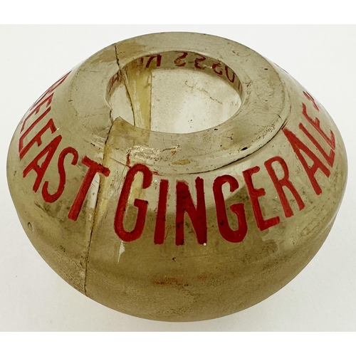 314 - ROSSS ROYAL BLEND GINGER ALE MATCHSTRIKER. 3.5ins diam. Heavy glass form with large infilled red let... 