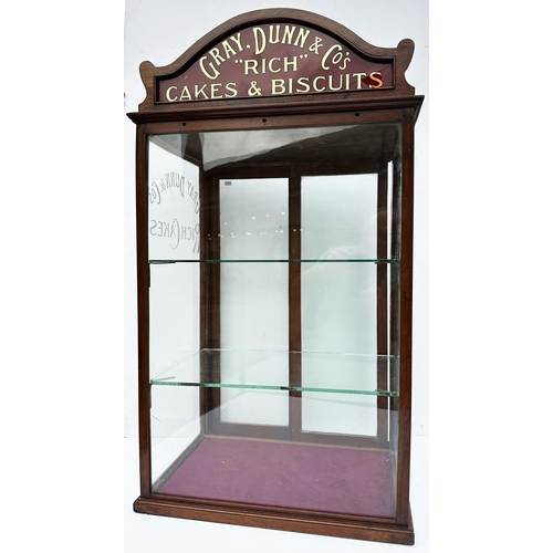 316 - GRAY DUNN & CO RICH BISCUITS SHOP DISPLAY CABINET. H 35 x W 13.25, D 19.5ins. Quite magnificent dark... 