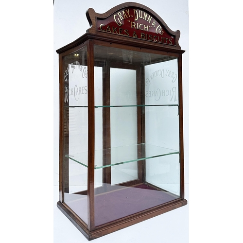 316 - GRAY DUNN & CO RICH BISCUITS SHOP DISPLAY CABINET. H 35 x W 13.25, D 19.5ins. Quite magnificent dark... 