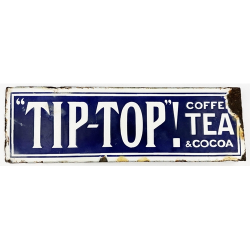 318 - TIP TOP COFFEE TEA & COCOIA ENAMEL SIGN. 16 x 5.2ins, double sided, intact folded fixing section. So... 