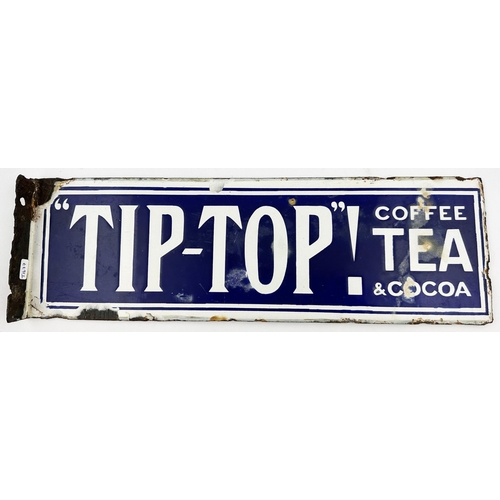 318 - TIP TOP COFFEE TEA & COCOIA ENAMEL SIGN. 16 x 5.2ins, double sided, intact folded fixing section. So... 