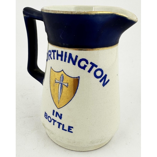 337 - WORTHINGTON IN BOTTLE PUB JUG. 4.75ins tall. Printed both sides. Gold bands & shield slightly worn. ... 