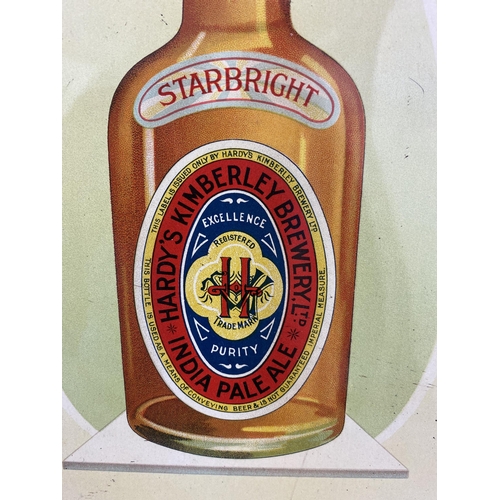 351 - HARDYS STARBRIGHT TIN SIGN. 16.5 x 21ins. Multicoloured, self framed design, featuring a labelled bo... 