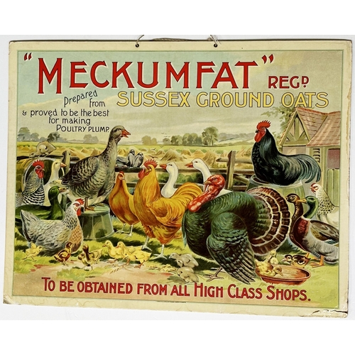 354 - MECKUMFAT SHOWCARD. 18.5 x 14ins. Highly detailed and very busy multi-coloured image depicting vario... 