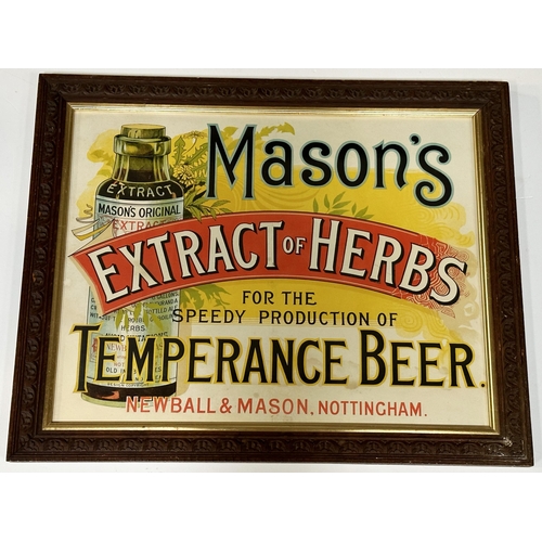 355 - NOTTINGHAM MASONS EXTRACT OF HERBS FRAMED SHOWCARD. 25.5 x 20.5ins. Multicoloured framed advert with... 