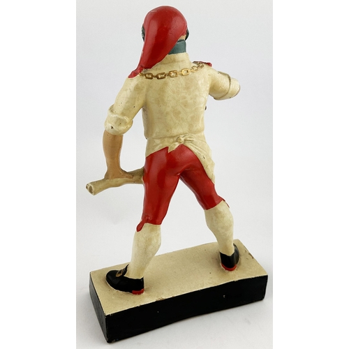 362 - FLOWERS BREWMASTER ADVERTISING STATUETTE. 13.7ins tall, rubberoid. Astride gent holding scroll in on... 