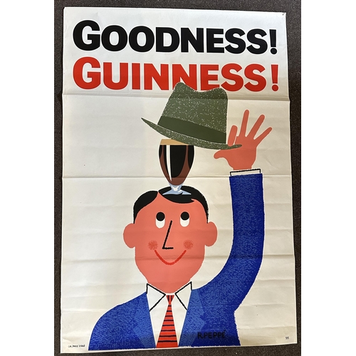 365 - GOODNESS GUINNESS POSTER. 61 x 41ins. Paper advert with man balancing drink on head. Slight edge wea... 