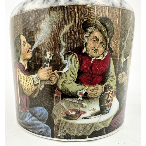 2 - PRATTWARE JAR THE SMOKER. (KM 524 p186). 3.8ins tall. An English prattware paste jar in the THE SMOK... 