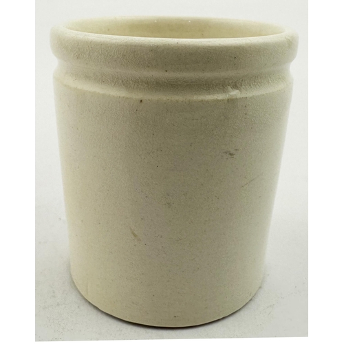 22 - MACHINS OINTMENT POT. (OP p103) 1.9ins tall. Thin walled straight sided pot. MACHINS/ BRAND/ INFALLI... 