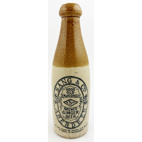 135 - SANG & CO ABERDEEN GINGER BEER BOTTLE. 8.8ins tall, ch., t.t., cork blob top - looks like a firing f... 