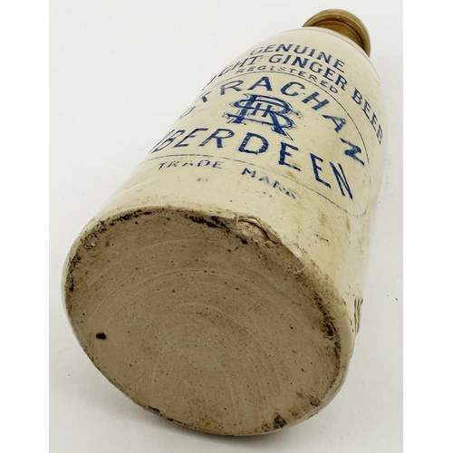 137 - STRACHAN ABERDEEN GINGER BEER. 8.8ins tall, ch., t.t., cork blob lip. Blue transfer - note this is t... 