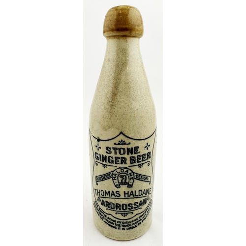 139 - THOMAS HALDANE ARDROSSAN GINGER BEER BOTTLE. 8.3ins tall, ch., tan blob cork lip. Port Dundas p.m. S... 