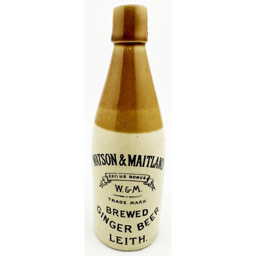 143 - WATSON & MAITLAND LEITH GINGER BEER BOTTLE. 8.4ins tall, ch., t.t., square swing stopper type lip. G... 