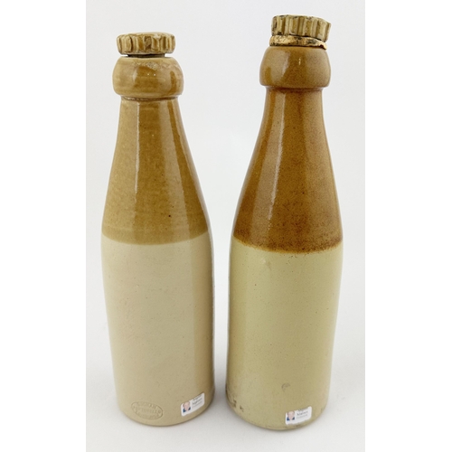 146 - PORTOBELLO GINGER BEER BOTTLE DUO. 9 & 9.5ins tall, ch., t.t., screw blob lip, with ceramic screw st... 