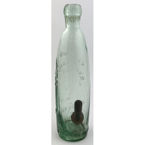 151 - SOUTH YORKSHIRE AERATED WATER CO HUDDERSFIELD BARRET & ELERS PATENT BOTTLE. 9.1ins tall, aqua glass,... 