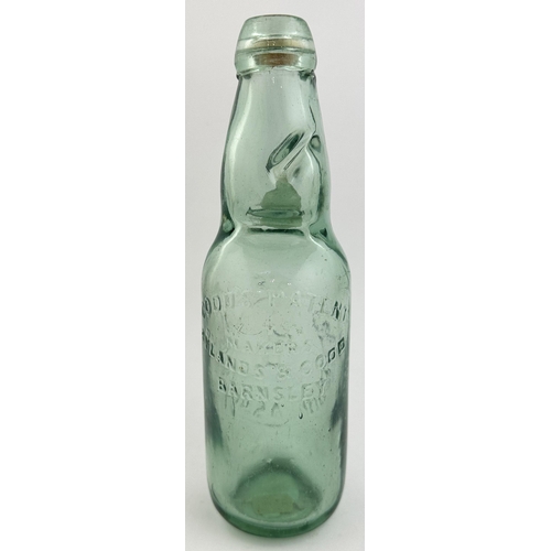 153 - WINDERMERE BOTTLING STORES NARROW NECK CODD BOTTLE. 8.6ins tall, aqua glass, original rubber washer ... 