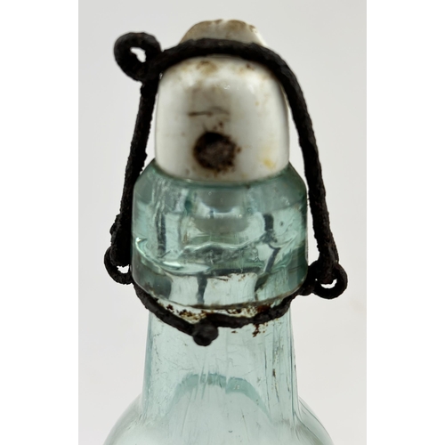 154 - GUERNSEY AERATED WATERS PATENT (or Birds or Domaille & Collass?). 8ins tall, aqua glass, stoneware s... 