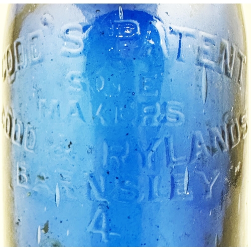 200 - BLUE PERU CODD BOTTLE. 9.2ins tall, a superb bright cobalt blue 10oz standard codd bottle. Front emb... 