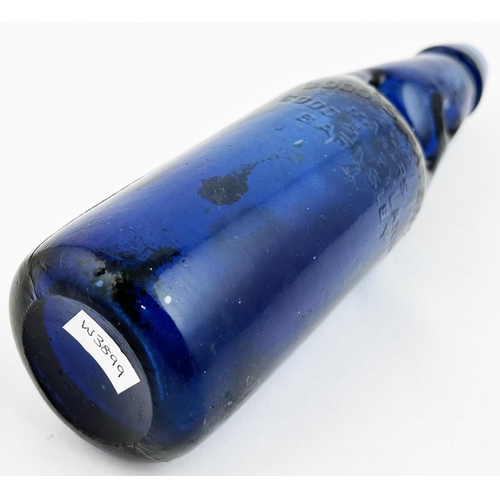 200 - BLUE PERU CODD BOTTLE. 9.2ins tall, a superb bright cobalt blue 10oz standard codd bottle. Front emb... 