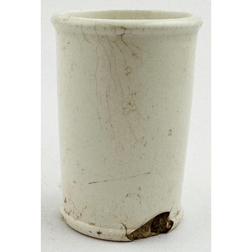 30 - PUTNEY CYLINDER CREAM POT. 3.3ins tall, all white. CLOTTED CREAM/ JAS. WILLCOX & SON/ PUTNEY AND BRA... 