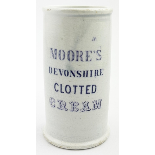 31 - MOORES DEVONSHIRE CYLINDER CREAM POT. 5.2 ins tall. Light purple transfer to both sides. MOORES/ DEV... 