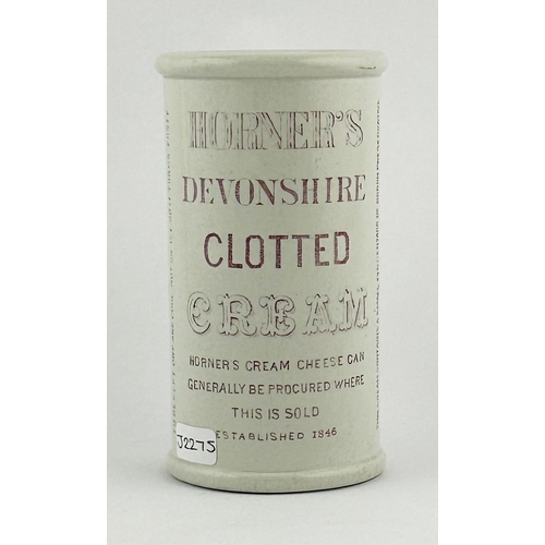 333 - HORNERS DEVONSHIRE CYLINDER CREAM. 4.5ins tall. Faint red transfer to both sides.