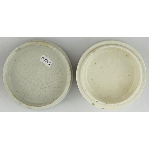 647 - GREAT YARMOUTH GORGONA ANCHOVY PASTE POT LID & BASE. 3.75ins diam. Blanchflower & Sons, barrel t.m. ... 