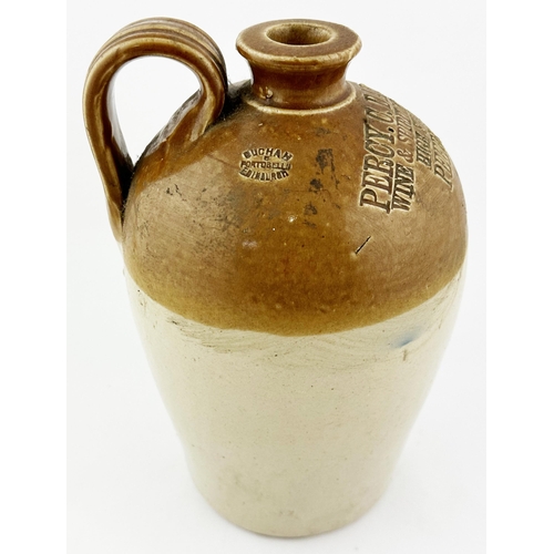 651 - PEEBLES IMPRESSED FLAGON. 9.75ins. Impressed PERCY C DANIELS, rear handle, Buchan p.m. Unsuitable fo... 